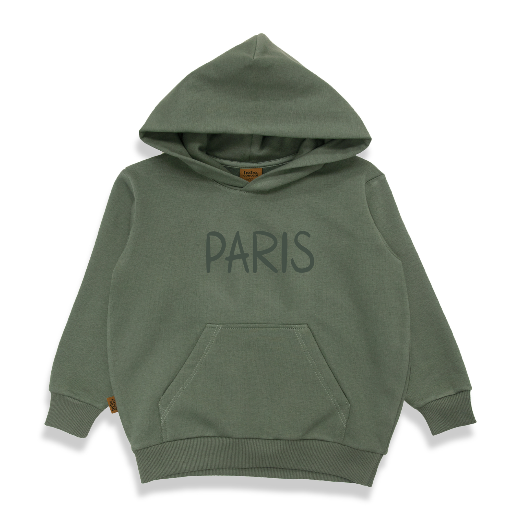 Hebe Paris Bonjour Olive Green Hoodie