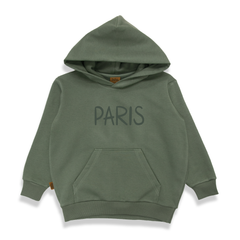 Hebe Paris Bonjour Olive Green Hoodie