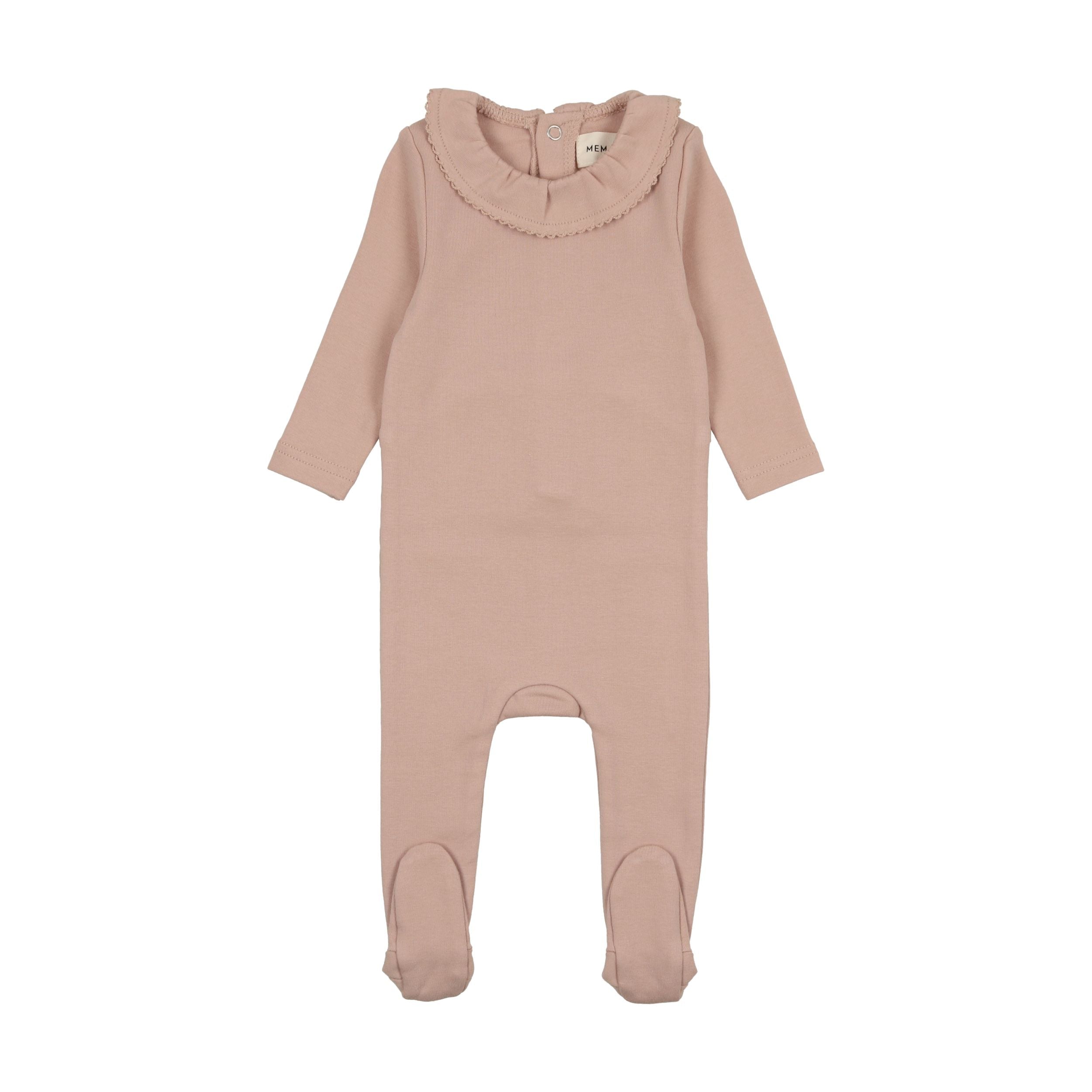 Mema Knits Pale Pink Girls Base Footie