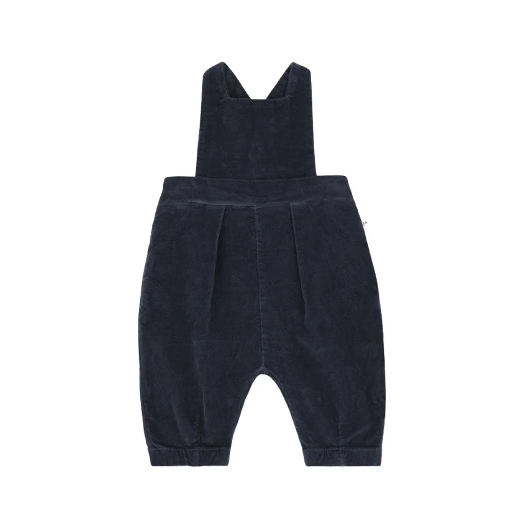The front view of the 1+ in the Family Padova knit overall in a soft blue tone.