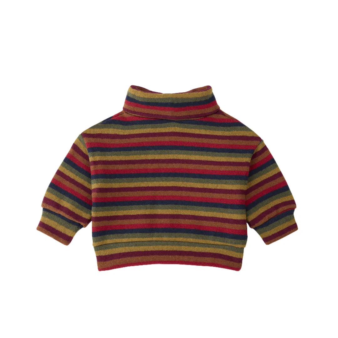The back view of the 1+ in the Family Kingston sweater, showing the rich, textured knit design.