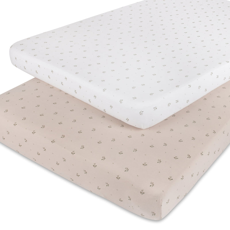 Aurora 2 Pack Ivory/Sage Floral Print Sheets