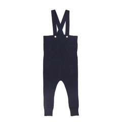 Le Bourdon Navy Knit Suspender Overalls