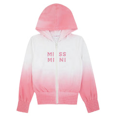 Miss Mini Cross Stitch hoodie for kids, soft cotton pullover sweatshirt with embroidered cross stitch detail