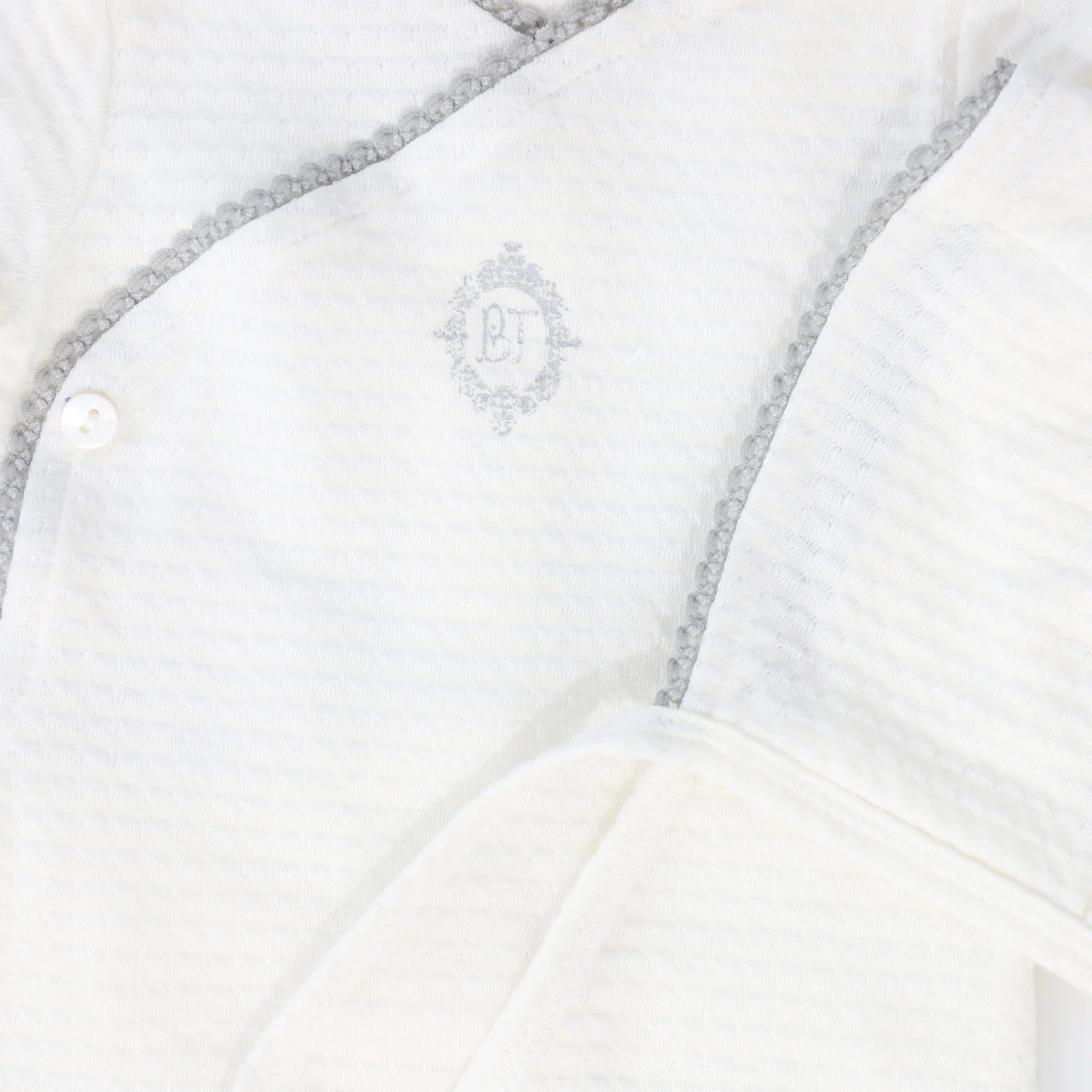 Bebe Jolee White/Blue Medallion Wrap Footie