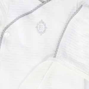 Bebe Jolee White/Blue Medallion Wrap Footie
