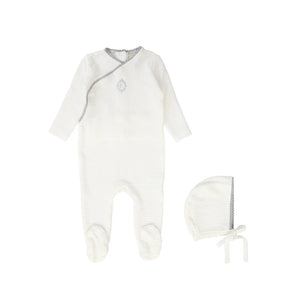 Bebe Jolee White/Blue Medallion Wrap Footie
