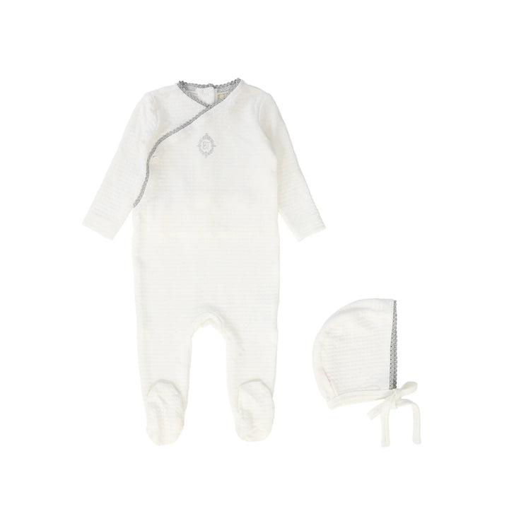 Bebe Jolee White/Blue Medallion Wrap Footie