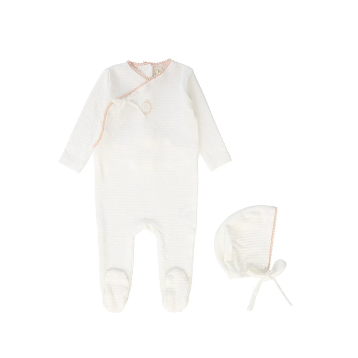Bebe Jolee White/Pink Medallion Wrap Footie