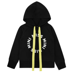 Miss Mini Neon Logo hoodie for kids, soft cotton pullover sweatshirt with bold neon logo graphic
