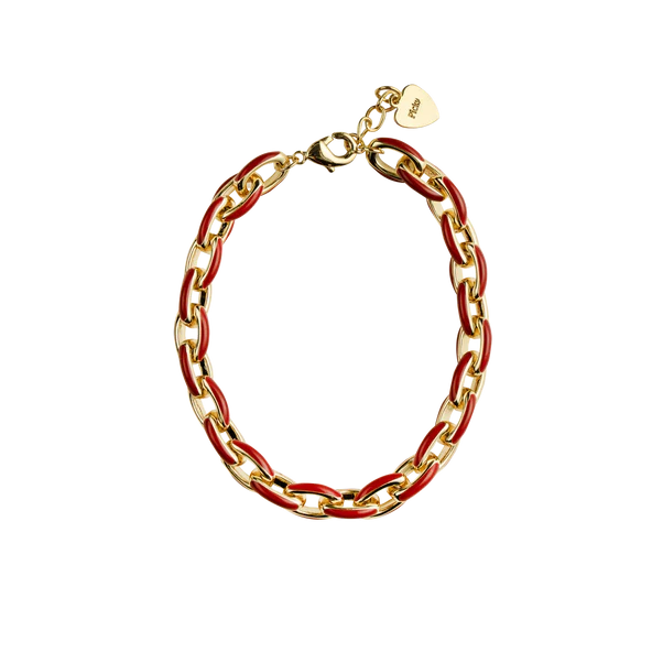 PICKY Enamel Red and Gold Link Bracelet