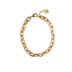 PICKY Enamel Pink and Gold Link Bracelet