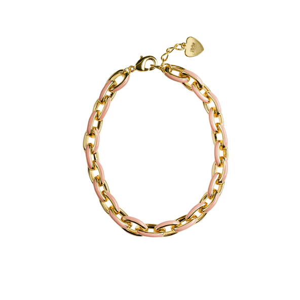 PICKY Enamel Pink and Gold Link Bracelet