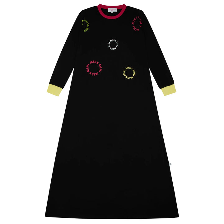 Miss Mini Neon Logo nightgown for girls, soft cotton sleep dress with bold neon logo print