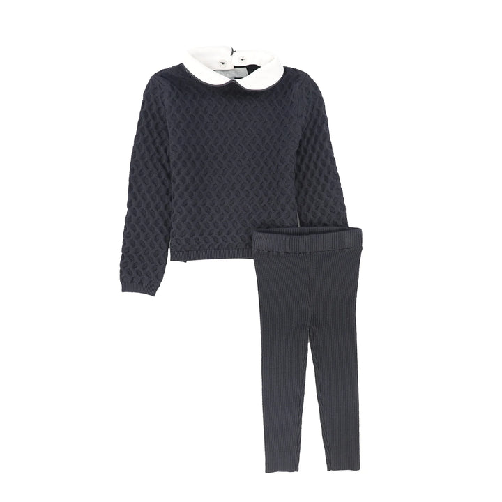 Bace Grey Textured Crochet Knit Set