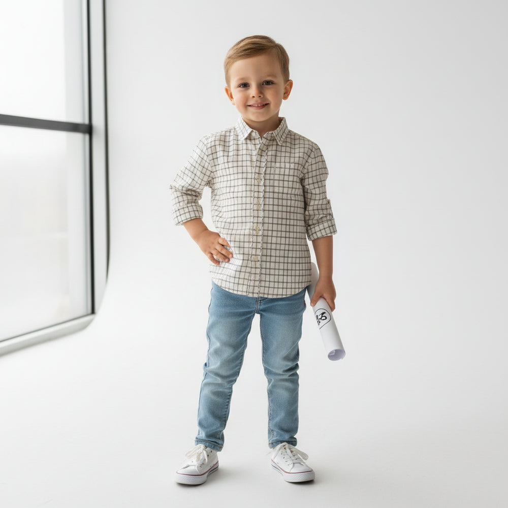 Le Bourdon Brown Plaid Collar 