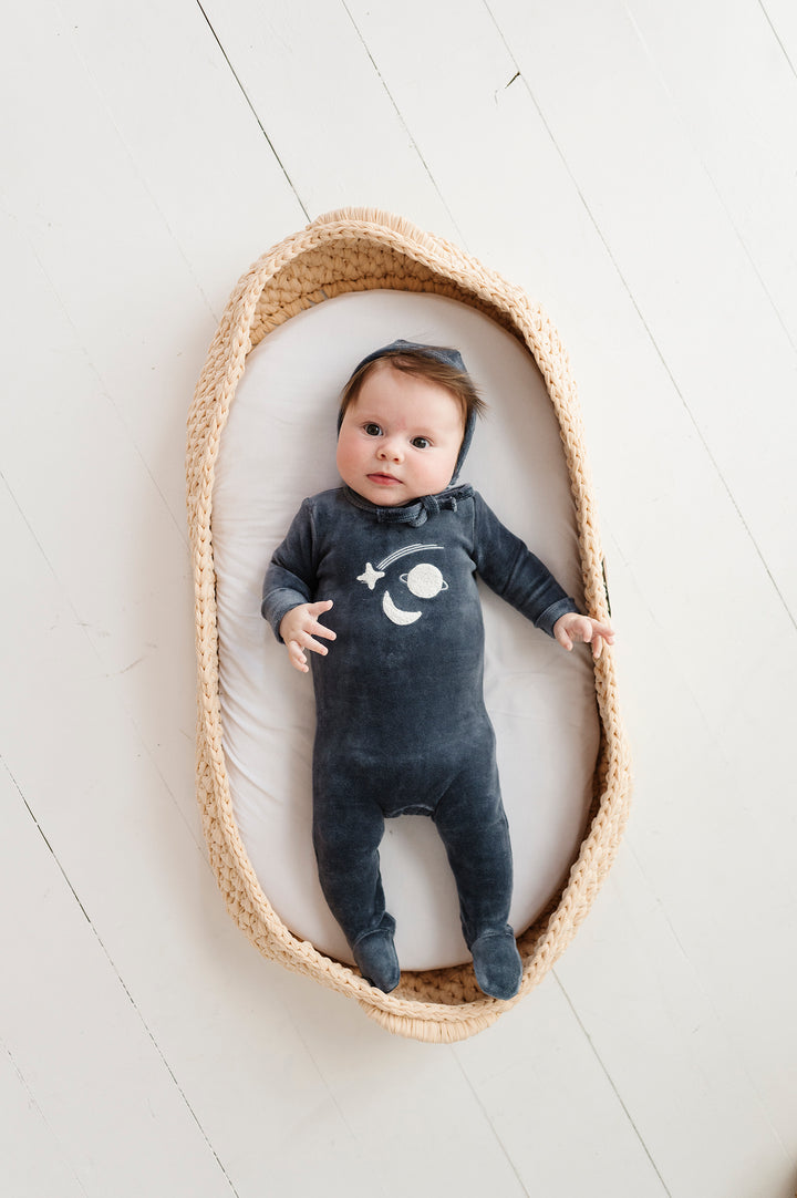 Ely's & Co Navy Velour Celestial Footie
