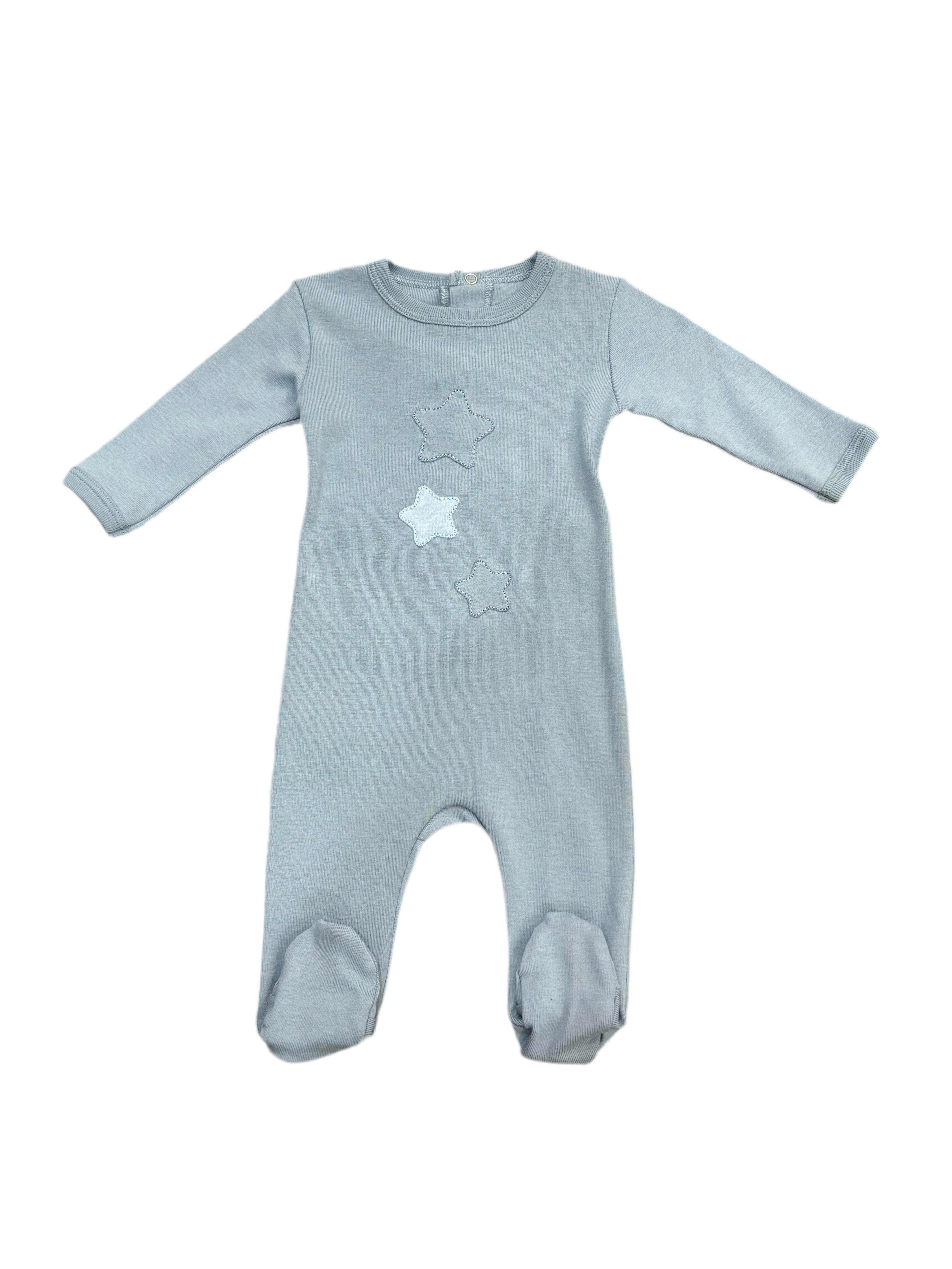 Cotton Pompom Forever Blue 3 Stars Footie