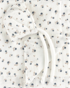 Bebe Beaute Blue Floral Muslin Bonnet