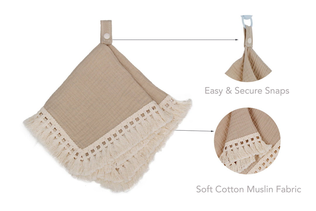 Doodalou - Desert - Muslin Boho Pacifier Blanket with Tassels