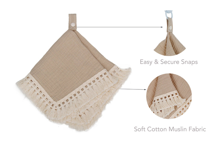 Doodalou - Desert - Muslin Boho Pacifier Blanket with Tassels