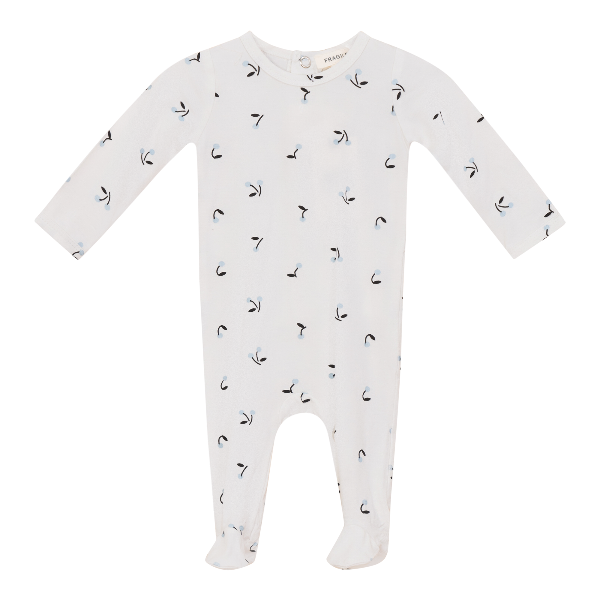 Fragile White Jersey Small Cherries Footie