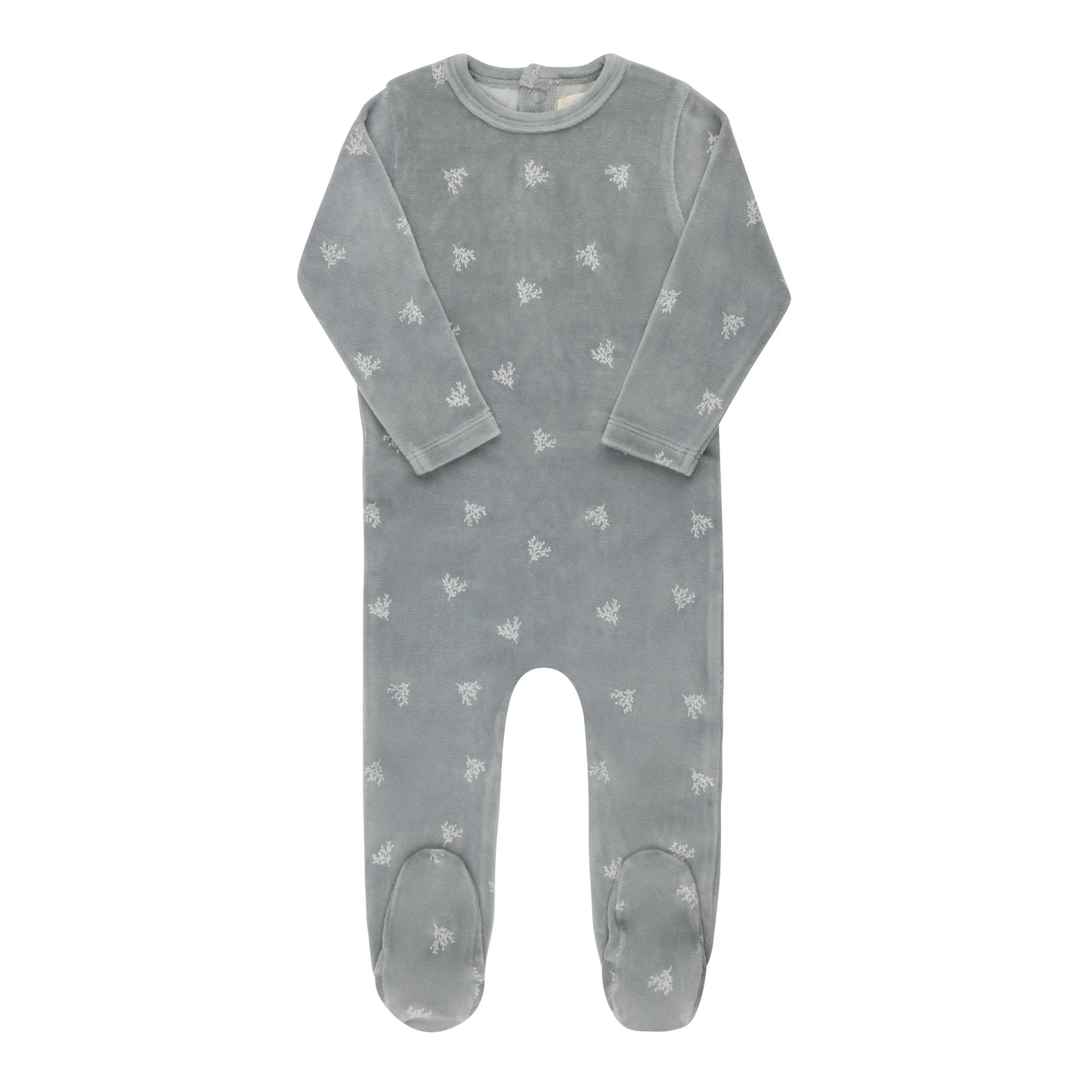 Ely's & Co Blue Velour Leaf Footie