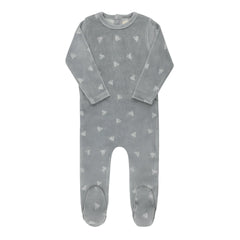 Ely's & Co Blue Velour Leaf Footie