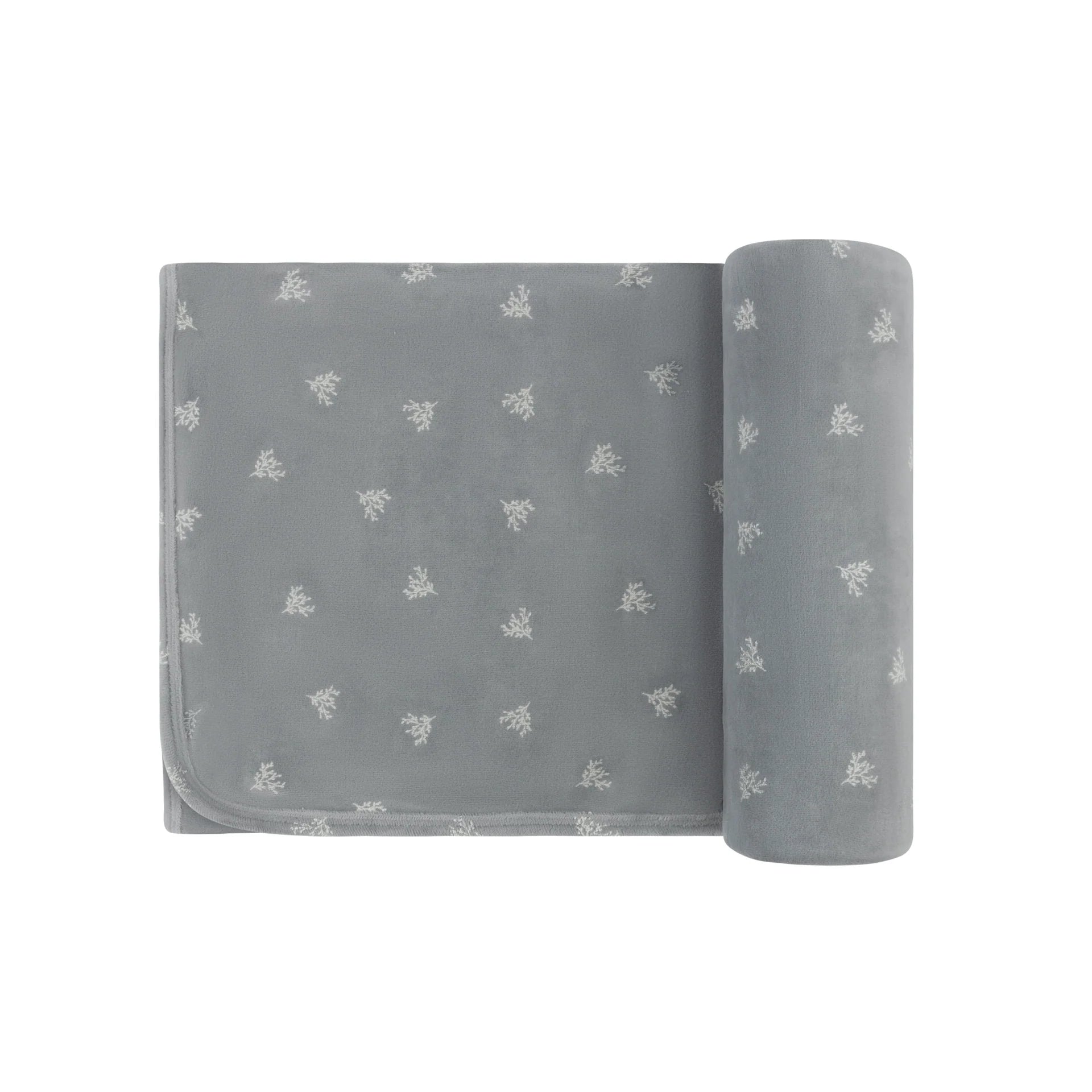 Ely's & Co Blue Velour Leaf Blanket
