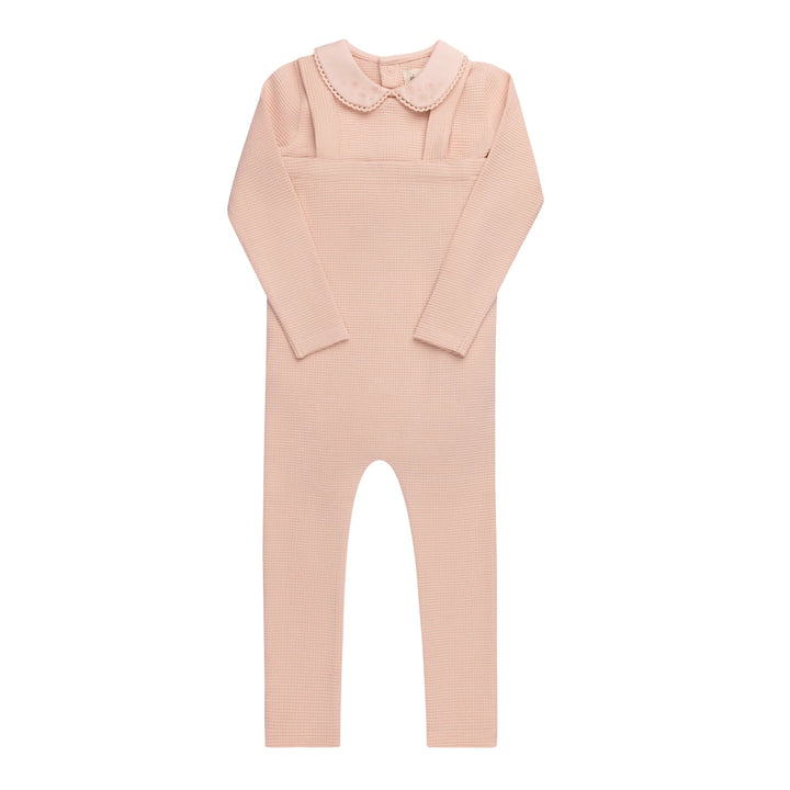 Ely's & Co Pink Embroidered Collar Bodysuit + Overalls