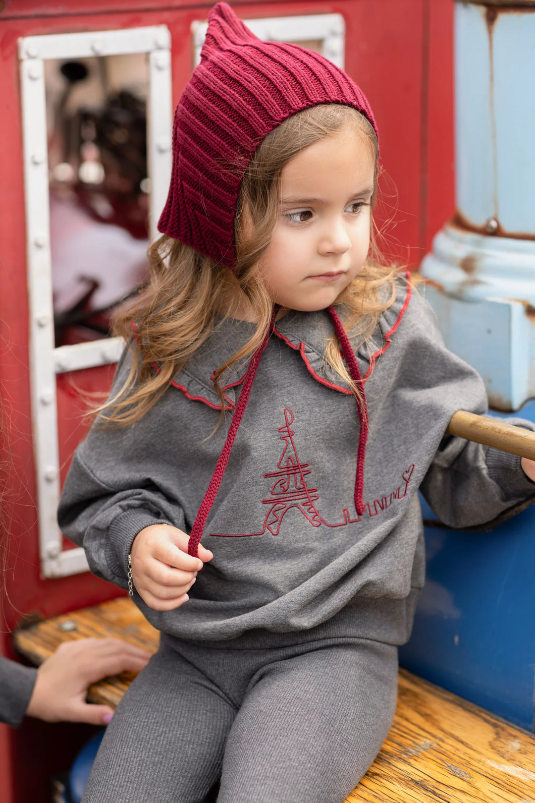 Lemonana Grey/Burgundy Whimsy Baby Girl Set