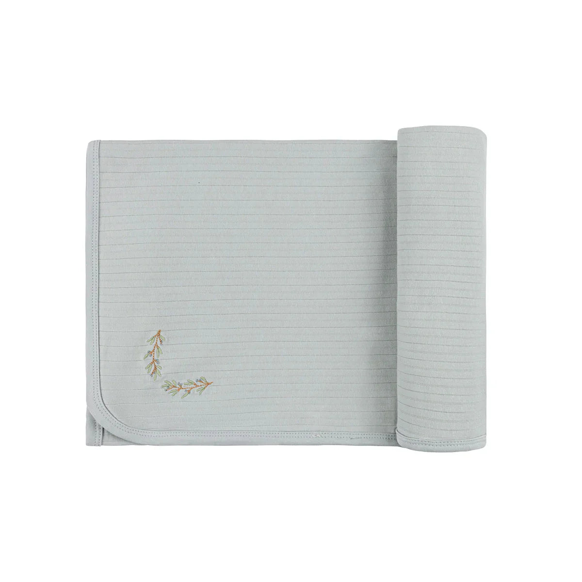 Ely's & Co Blue Wide Rib Embroidered Blanke