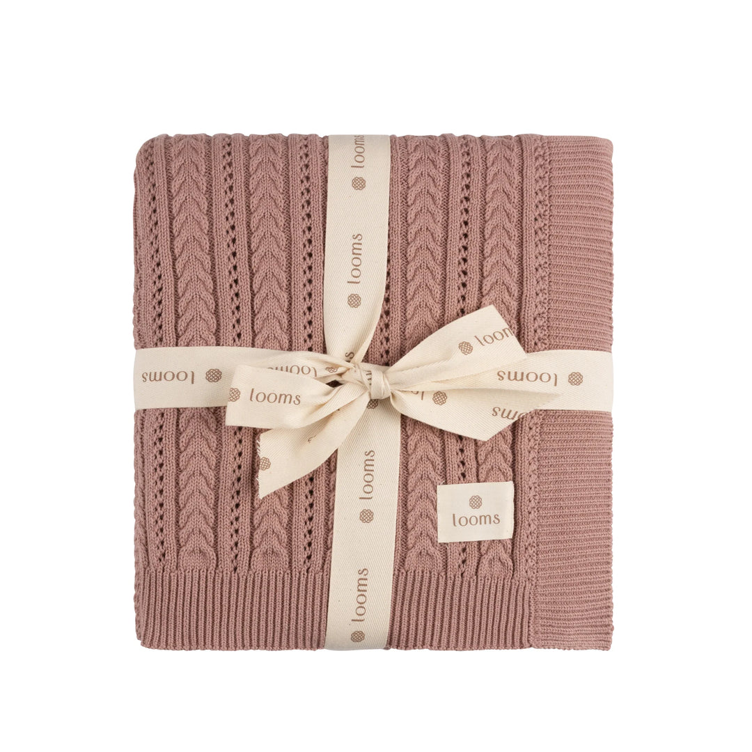 Looms Mauve Cable Pointelle Blanket