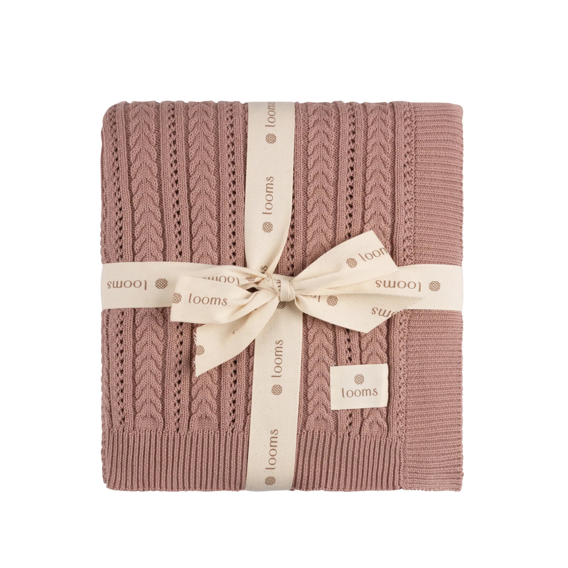 Looms Mauve Cable Pointelle Blanket