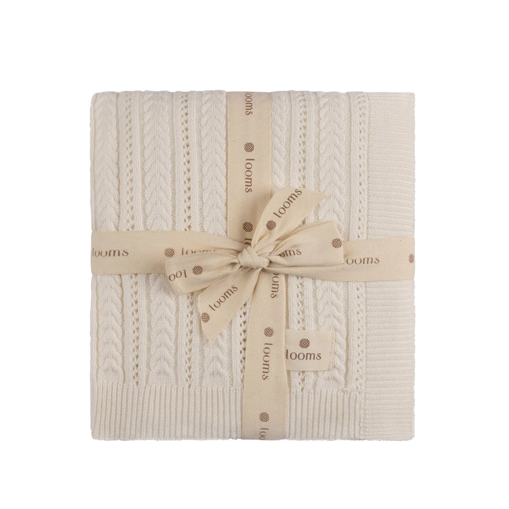 Looms Ivory Cable Pointelle Blanket