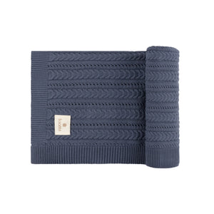 Looms Blue Cable Pointelle Blanket
