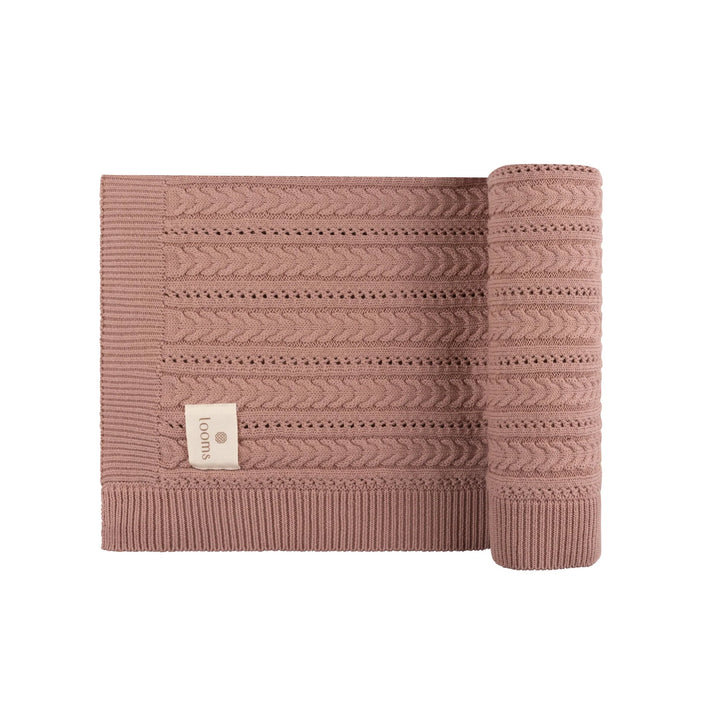 Looms Mauve Cable Pointelle Blanket