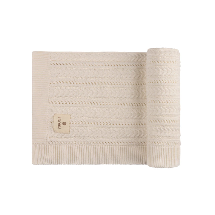 Looms Ivory Cable Pointelle Blanket