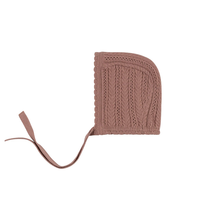 Looms Mauve Cable Pointelle Cardigan + Bonnet