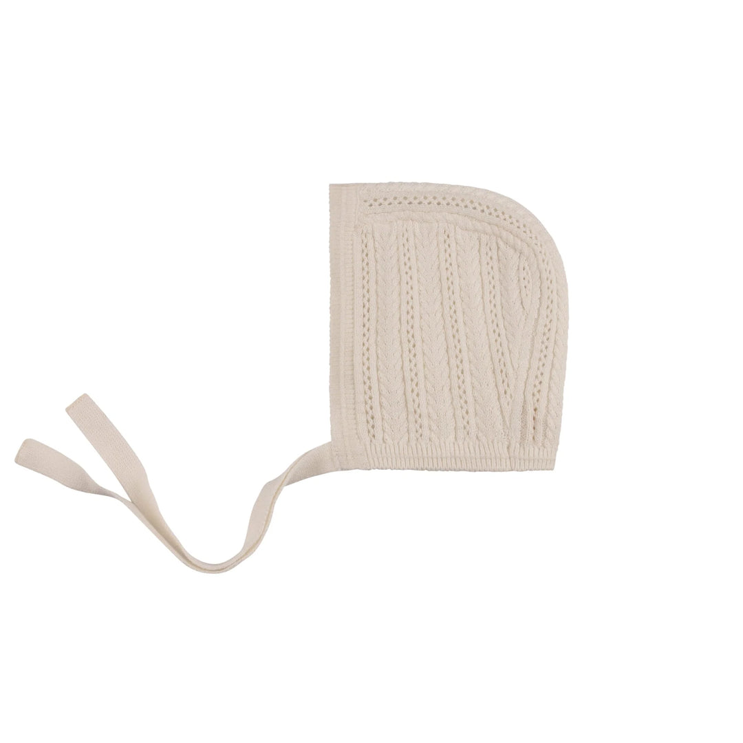 Looms Ivory Cable Pointelle Cardigan + Bonnet