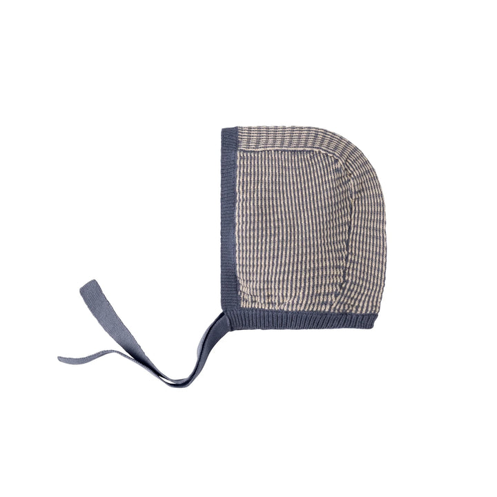 Looms Blue/Ivory Thin Stripe Footie + Bonnet