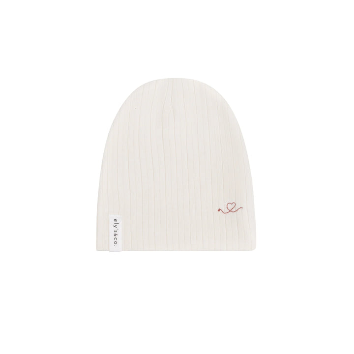 Ely's & Co Ivory/Pink Cotton Little One Footie + Beanie