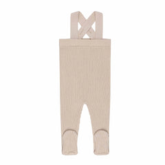 Looms Beige Bubble Knit Ribbed Overalls