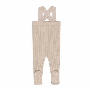 Looms Beige Bubble Knit Ribbed Overalls