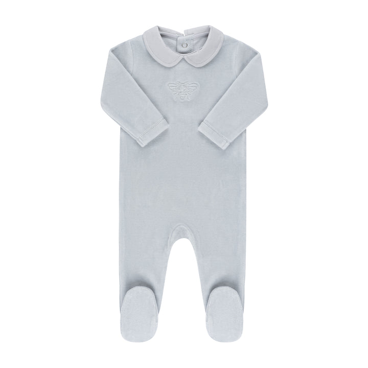 Ely's & Co Blue Metallic Bee Velour Footie
