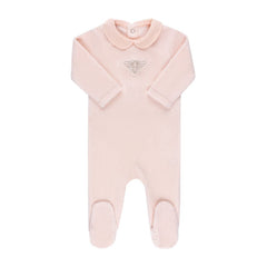 Ely's & Co Pink Metallic Bee Velour Footie