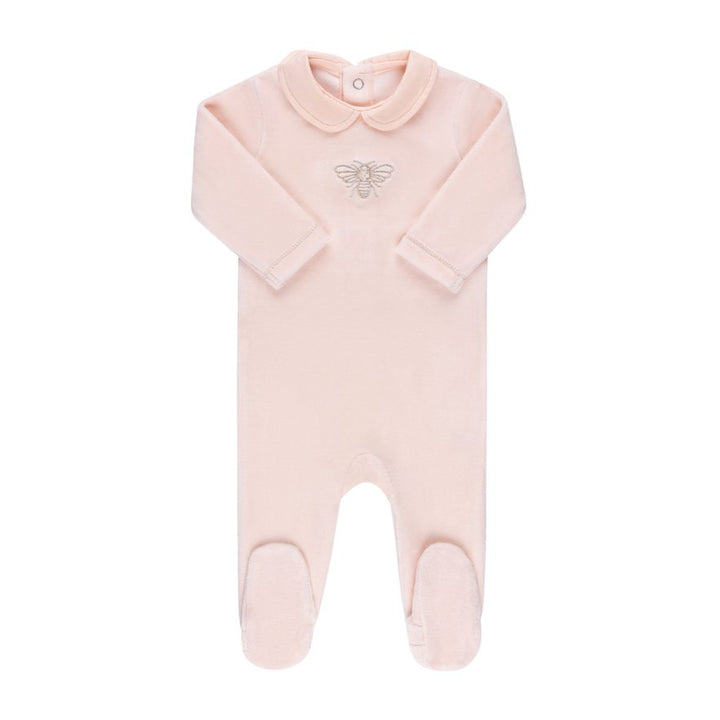 Ely's & Co Pink Metallic Bee Velour Footie