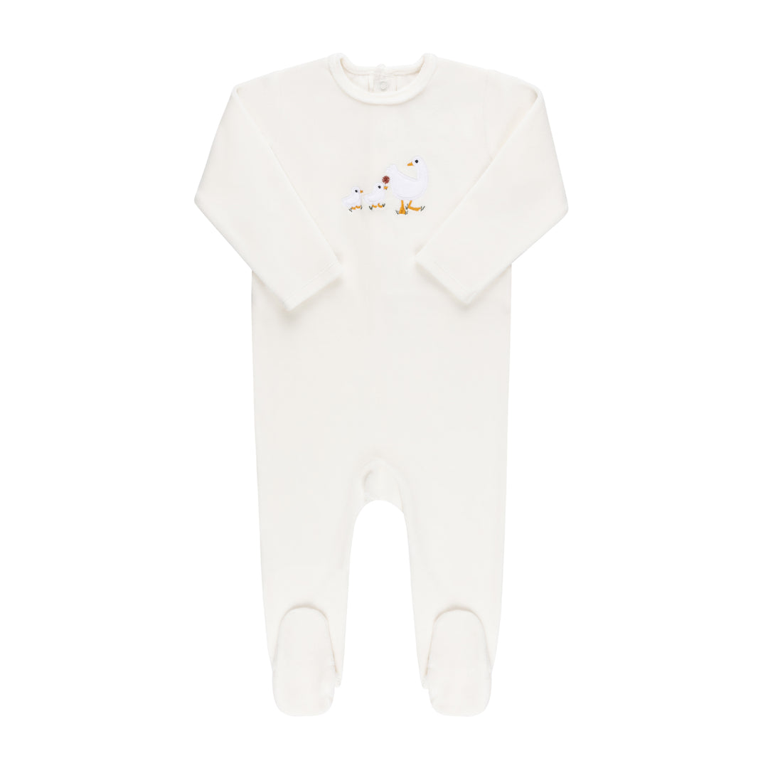Ely's & Co Cream Velour Sherpa Ducklings Footie