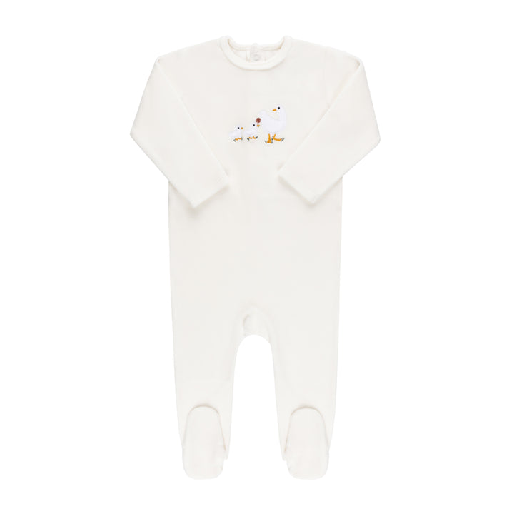 Ely's & Co Cream Velour Sherpa Ducklings Footie