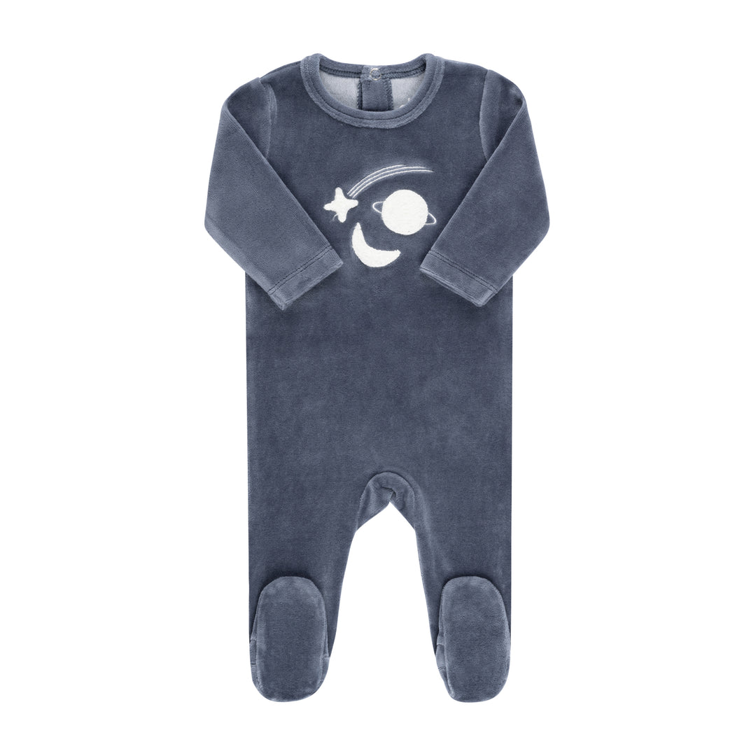 Ely's & Co Navy Velour Celestial Footie
